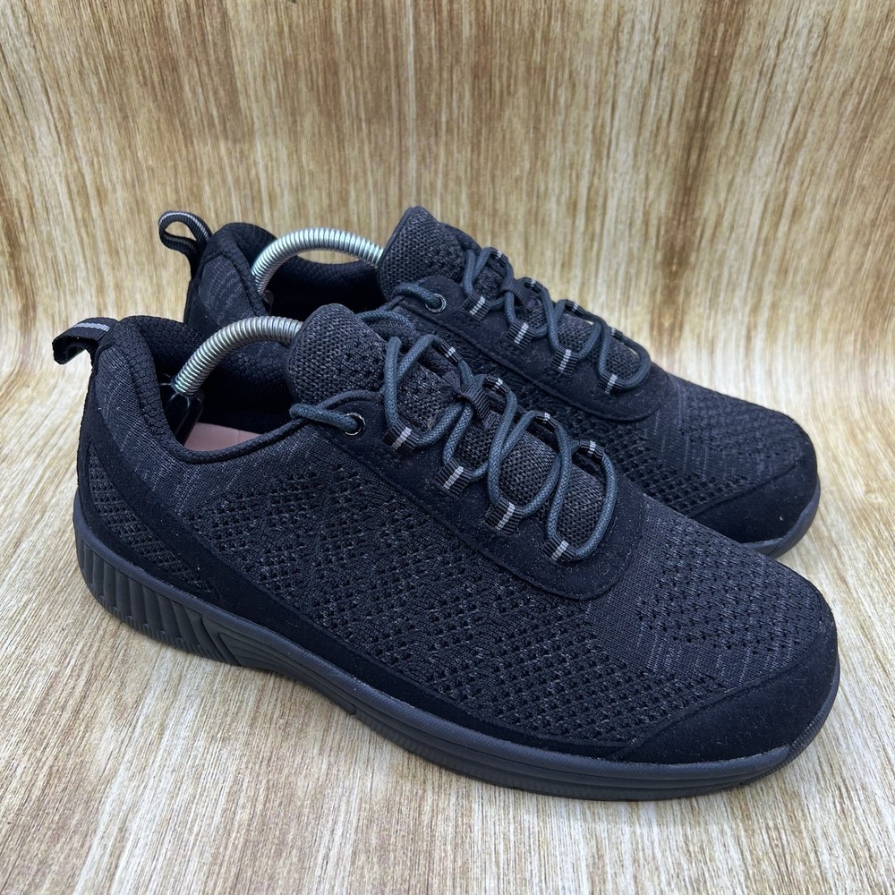 Orthofeet 633 Sneakers Men's Size 9.5 2E Wide Black Knit Athletic Walking